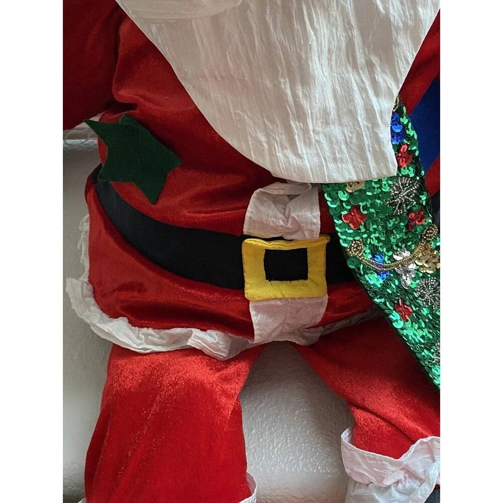 Santa Claus Plush Decor Nylon Parachute Fabric Large Christmas Vtg.